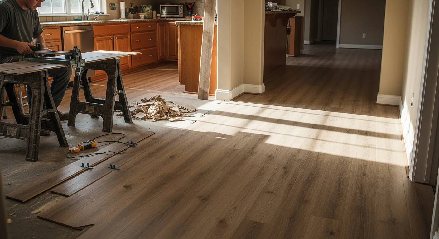Professional flooring installation in residential home