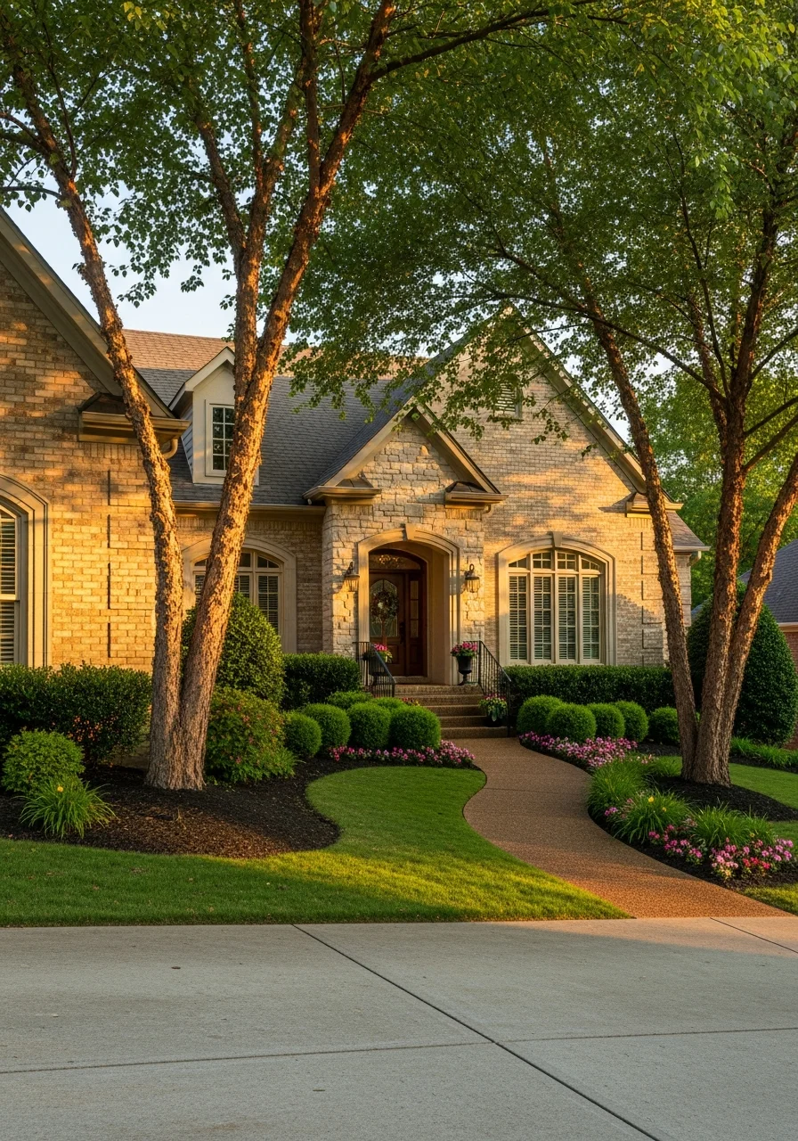 Front view of a typical Hendersonville home with welcoming entrance and well-maintained landscaping.