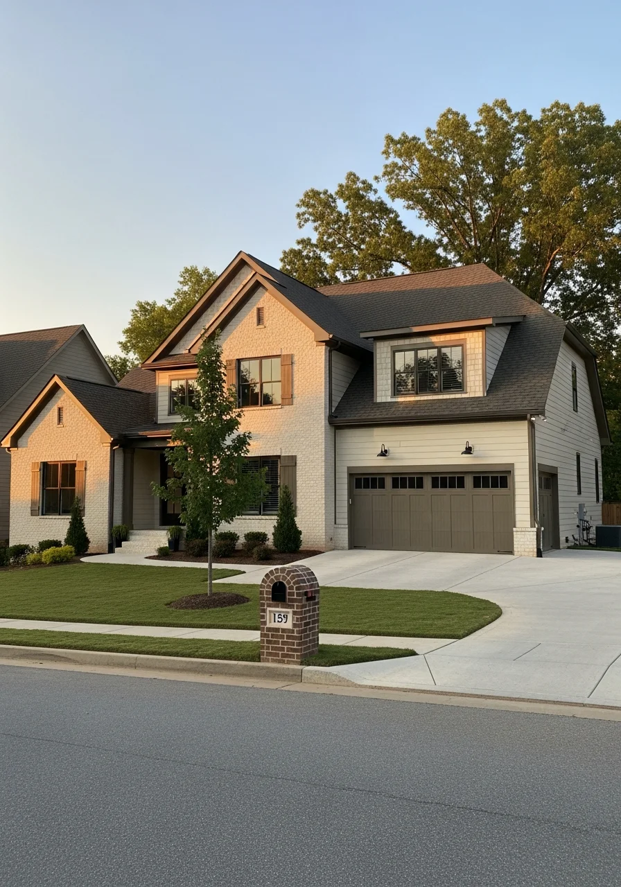 Exterior shot of a modern Hermitage home showing contemporary architectural style and curb appeal.